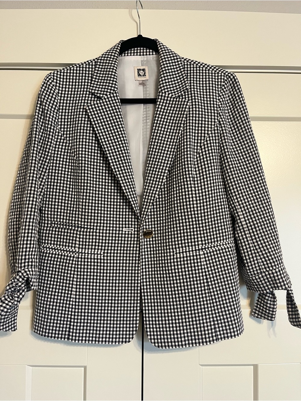Anne Klein Black and White Gingham Blazer